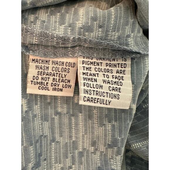 Tommy Bahama 100% Silk Palm Tree Shirt XL Blue Textured Camp Button Front - Picture 4 of 5